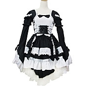 Long Sleeve Short Black and White Cotton Shiro& Kuro Lolita Dress