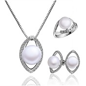 Chic Cuprum Med Cubic Zirconia / Pearl kvinner smykker Set inkludert kjede, øredobber, ring