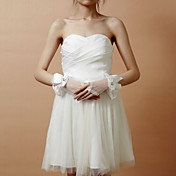 Smukke Net Fingerløse Wrist Længde Wedding Handsker med blonder & Bow
