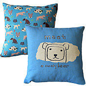 Conjunto de 2 Catoon animal fronha de algodão / linho decorativa