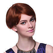 Capless 100% Human Hair Short Straight Brown Hair Wigs