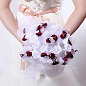 Elégant bouquet de mariage ronde Forme Satin Avec Faux Pearl