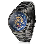Herren Stahl Mechanische Analog Water Resistant Armbanduhr (schwarz)