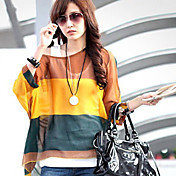 Women's Chiffon One Shoulder Stripe Top