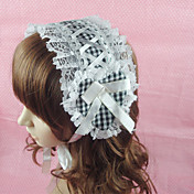 Handmade Black and White Checkered Heart Cotton 41cm Sweet Lolita Headband