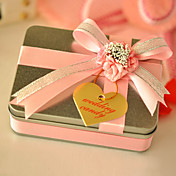 Square Favor Tin With Double Ribbon Bow (Set of 6)