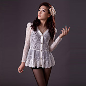 Zhi Yuan V-hals Pleats Lace shirt (meer kleuren)
