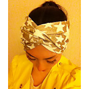 Women's White Star Print Khaki Wide Hair Band
