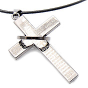 Titanium Steel Scripture Cross Pattern Necklace