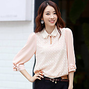 Women's Lace Elbow Bow Décor Blouse Shirt