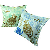 Conjunto de 2 Horário capa de poliéster café Pillow decorativa