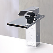 Chrome Finish Contemporary Water Fall Stainless Steel Bathroom Sink Faucet