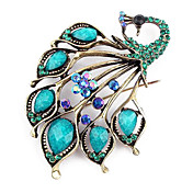 Fashinable Peacock Pattern Blue Gem Ziron Brooch