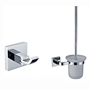 Chrome Finish Brass Bathroom Accessory Sets (Include Robe Hooks,Toilet Brush Holder)
