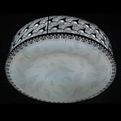 40W Artistic Round Flush Mount Light with Sculptured Stainless Steel Shade in Feather Design(T6 Light Tube)