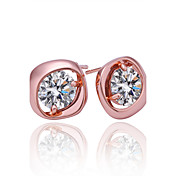 Einzigartige Rose Gold Plated Round Crystal Earrings