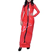 Lungo Rosso in PVC Dress manica pavimento-lunghezza