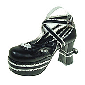 Handmade Shiro& Kuro PU Leather 9.5cm High Heel Doll's Lolita Shoes