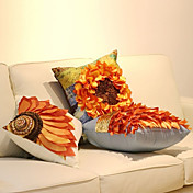 Conjunto de 3 Girassol Patchwork Algodão / Linho fronha