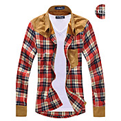 Men 's Villi Shirt Collar Check Sleeve Shirt