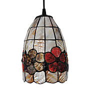 40W Kunstnerisk Tiffany anheng lys med Stained Glass Skjerm i Floral Design