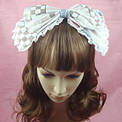 Coffee and White Grids Cotton Bow School Lolita Headband
