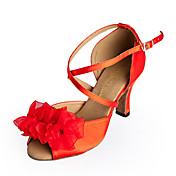Customized Women's Satin Upper Ankle Strap Latin / Ballroom Dance Shoes
