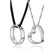 Gorgeous Silver/Hide Rope With Platinum Plated Lovers' Fashion Necklace