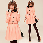 Women's Belted Pleated Tweed Coat