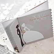 plata de borde festoneado novia y el novio invitación de la boda (juego de 50)