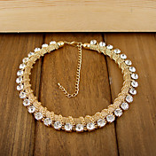 Kvinners Simple Diamond Mounted Metal Chain Halskjede