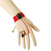 Handmade Red Velvet Black Rose Aristocrat Lolita Ring Bracelet