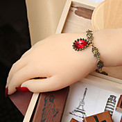 Handmade Golden Alloy Chain Aristocrat Lolita Bracelet with Ruby