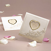 invitación de la boda de lujo clásico doblado con corte corazón (juego de 50)