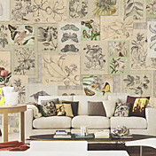 Vintage Butterfly Dier en bloemen Muurschildering