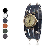 Moda das mulheres de couro do estilo analógico relógio de pulso de quartzo (cores sortidas)