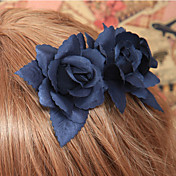 Handmade Ink Blue Floral Cotton Gothic Lolita Headpiece
