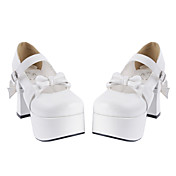 Handmade White PU Leather 6.5cm High Heel Doll's Lolita Shoes