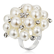 Fabulous Alloy Flower Design with Shining Pearl Ring