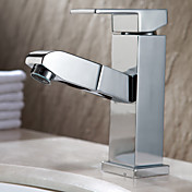 Contemporary Pull-out Chrome Finish Brass Kitchen Faucet