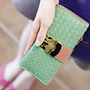 Frauen Süße Kontrast Farbe Schnalle Gewebt Wallet