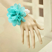 Handmade Blue Flower White Lace Country Lolita Bracelet