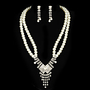 Gorgeous legering med Oäkta Pearl kvinnors smycken Set inklusive halsband, örhängen