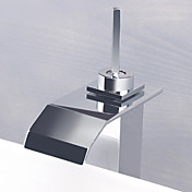 Stainless Steel Contemporary Water Fall Chrome Finish Bathroom Sink Faucet