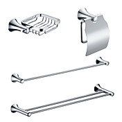 Chrome Finish Brass Bathroom Accessory Sets (Include Soap Holders,Toilet Roll Holders,2 Towel Bars)