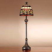 60W Retro Tiffany Style Light with Resin Stand and Glass Shade