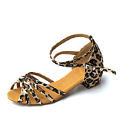 Stylish Kid's / Women's leopard Satin Upper Ankle Strap Satin Latin / Ballroom Dance Shoes