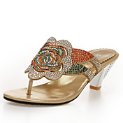 Estilo cuero sandalias de tacón grueso con zapatos de diamantes de imitación / flor del partido / la igualación (más colores)