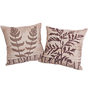 Conjunto de 2 País Fern Folha Algodão / Linho fronha decorativa