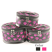 3PCS Cosmetic Makeup Pouch Portable Case Bag Set with Mirrors Cartoon Footprint(Assorted Colors)